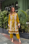 Mahreen - Golden Mustard Lawn Suit Set