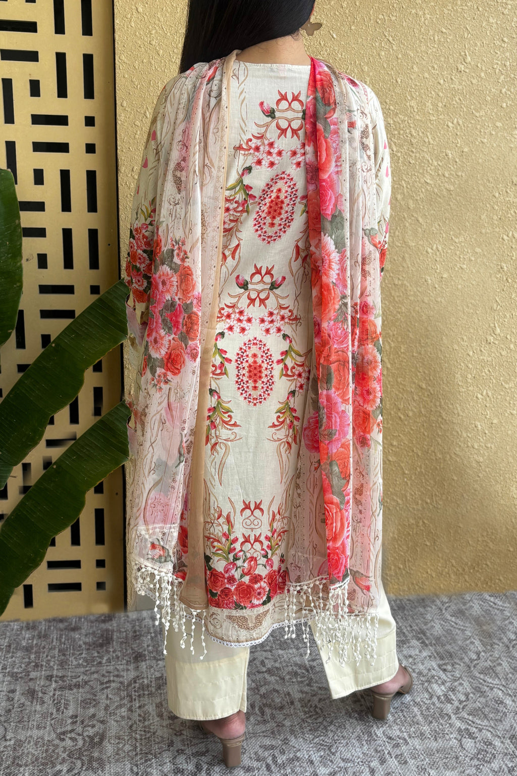 Arezia Cream Lawn Kurta with Farshi Salwar Set
