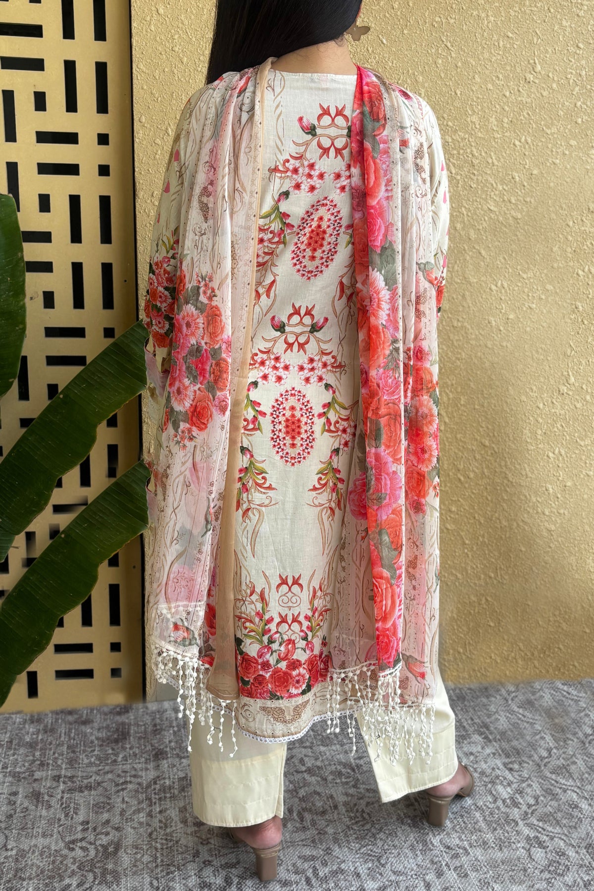 Arezia Cream Lawn Kurta with Farshi Salwar Set