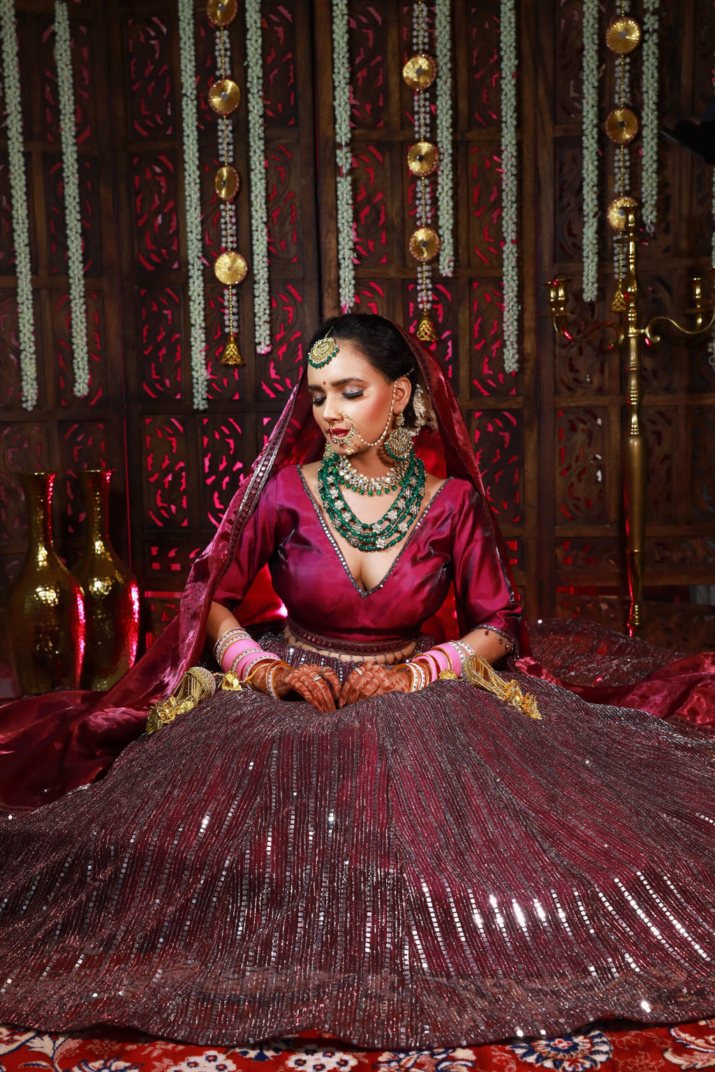 Majestic Dark Wine Bridal Lehenga