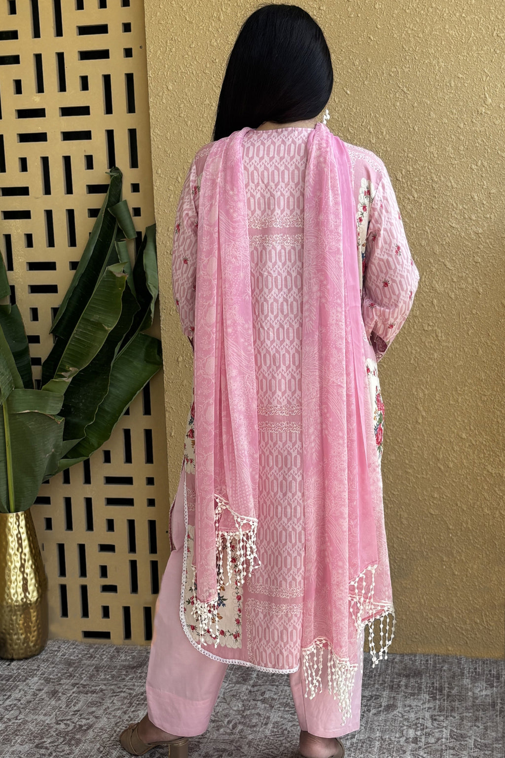 Arezia Blush Pink Lawn Kurta with Farshi Salwar Set