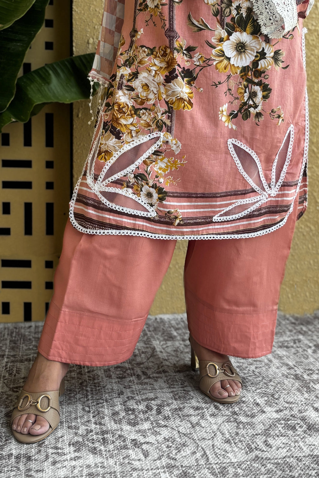 Arezia Peach Lawn Kurta with Farshi Salwar Set