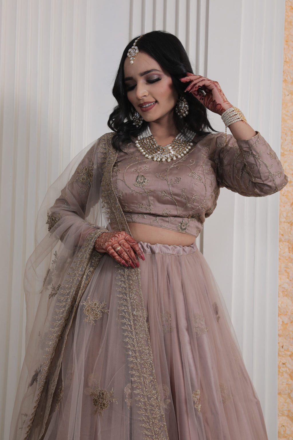 Golden Brown Elegance Lehenga