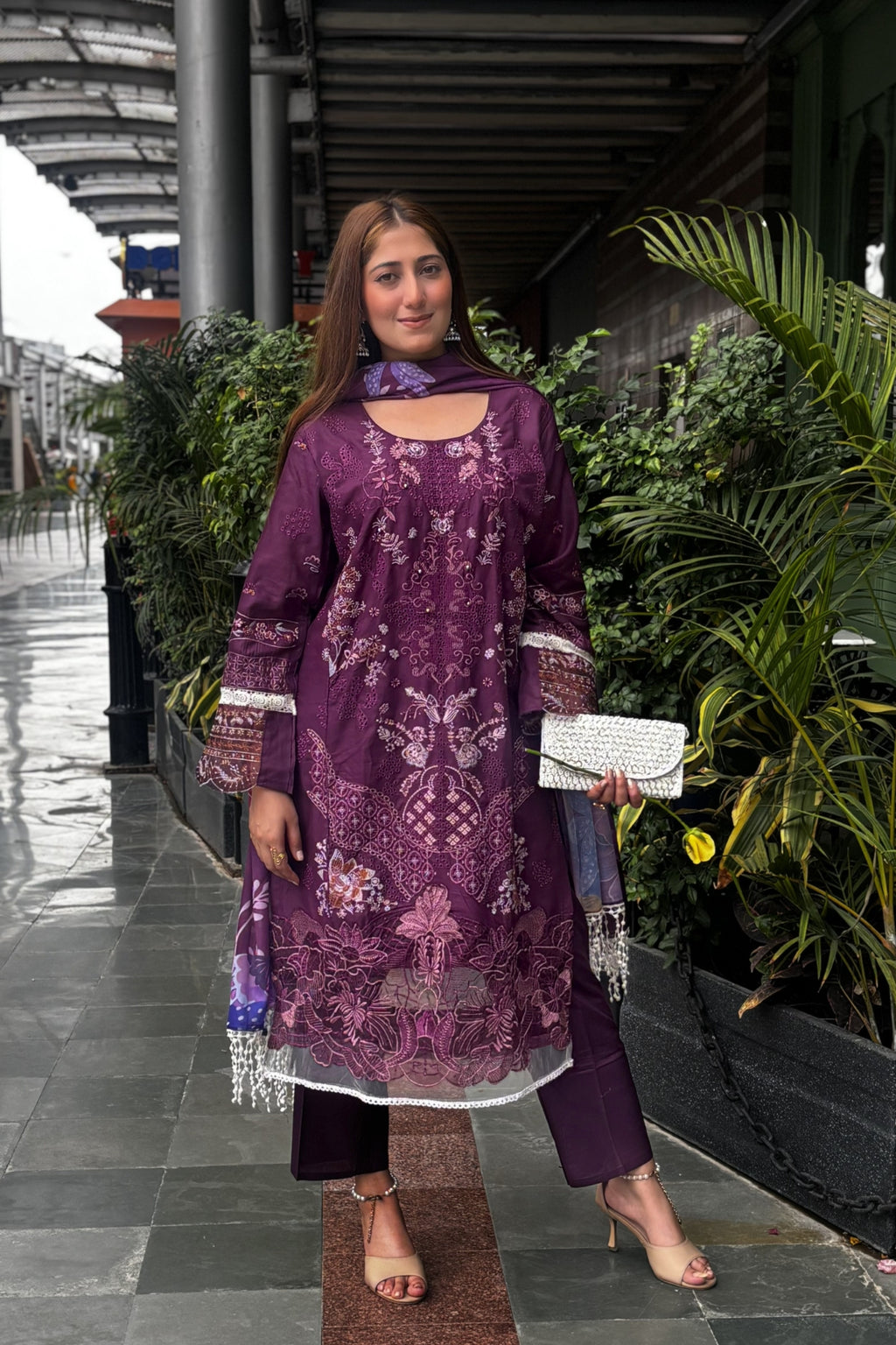 Gulrukh - Minty Jamun Lawn Suit Set