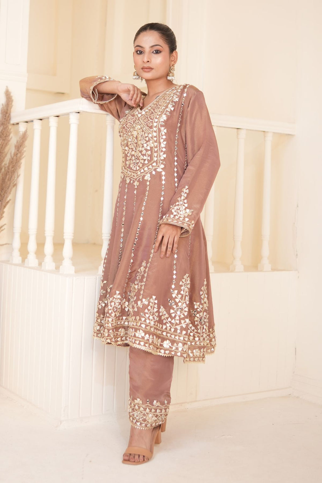 Dusky Mauve Gota Patti Kurta Set