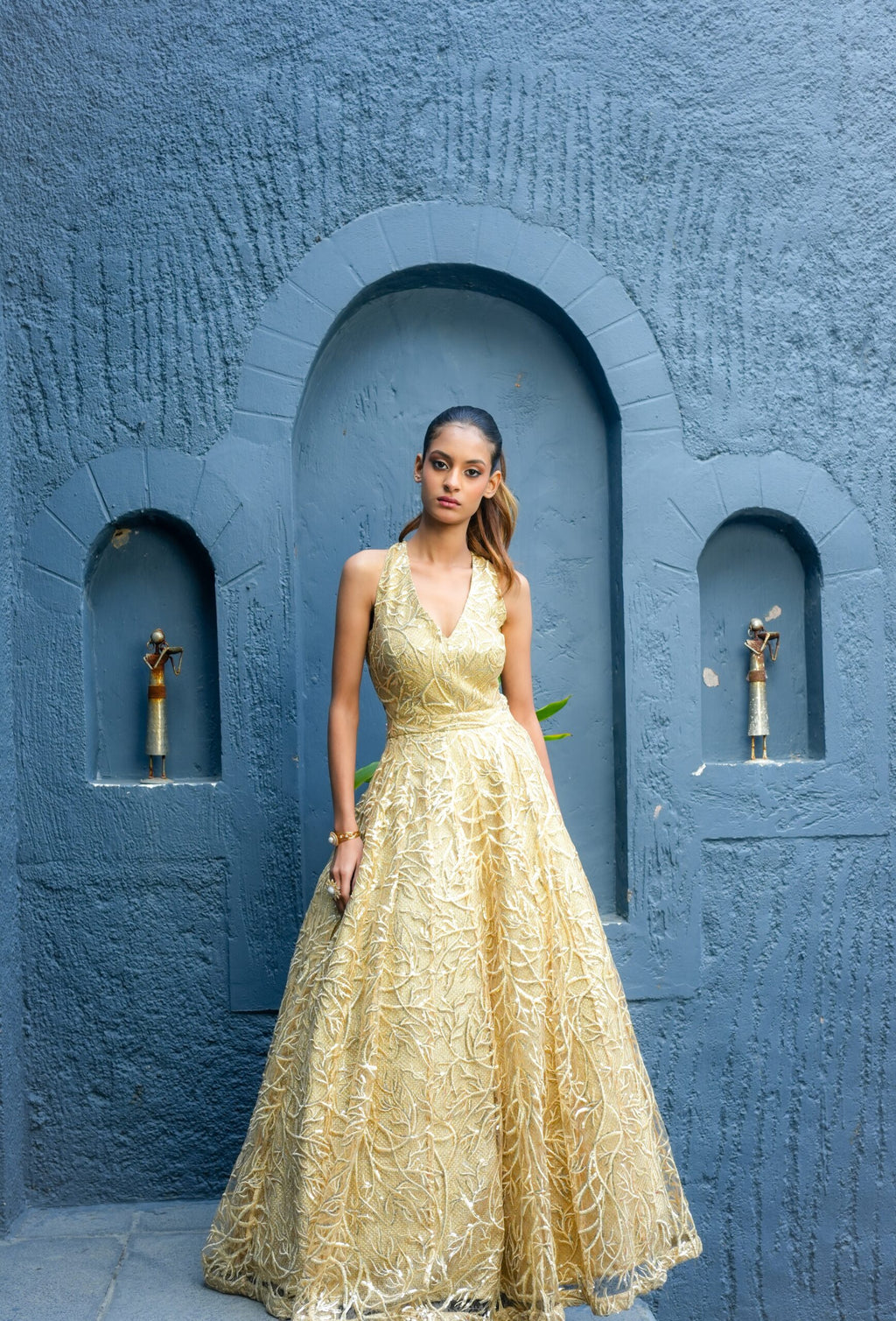 Golden Glow – Sequins Embellished Gown