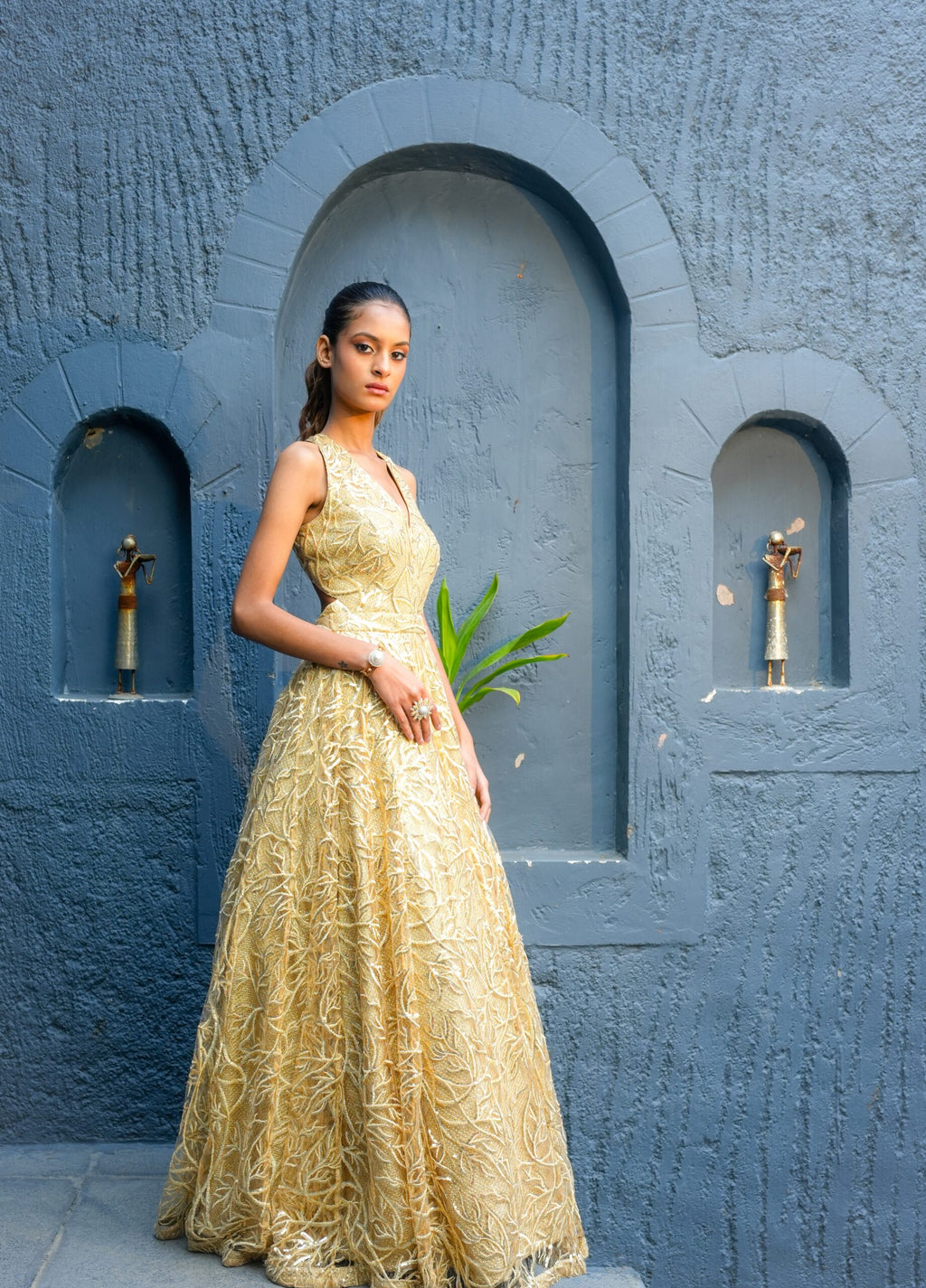 Golden Glow – Sequins Embellished Gown