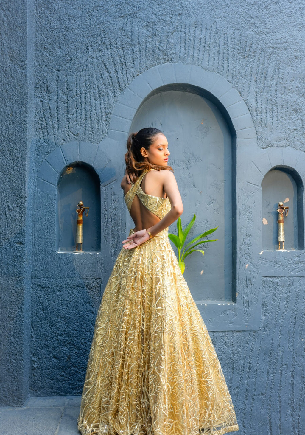 Golden Glow – Sequins Embellished Gown