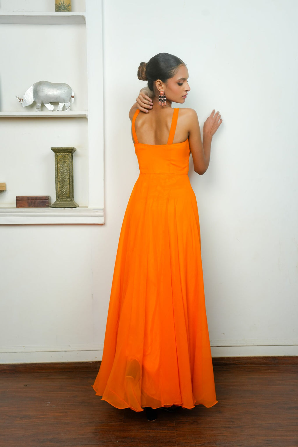 Vibrant Orange Anarkali suit