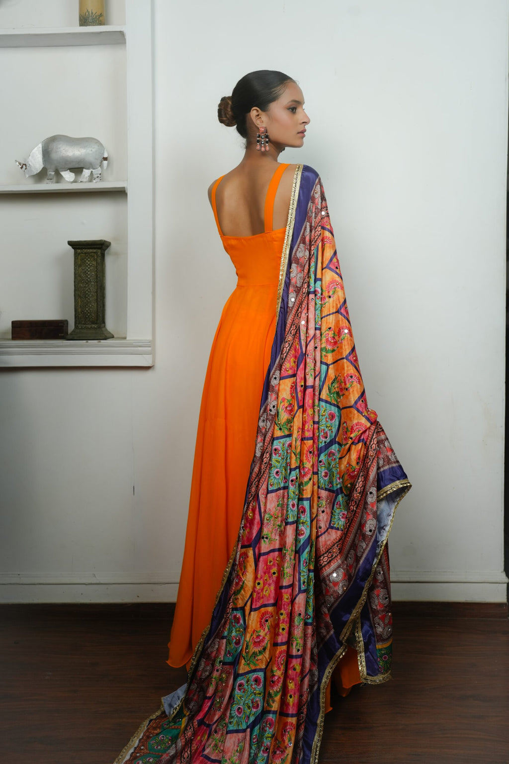 Vibrant Orange Anarkali suit
