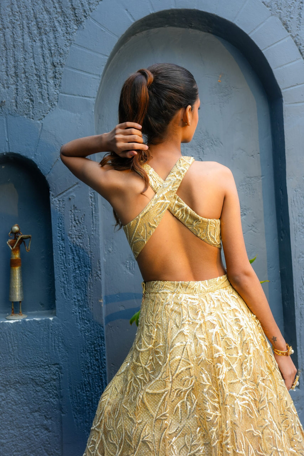 Golden Glow – Sequins Embellished Gown