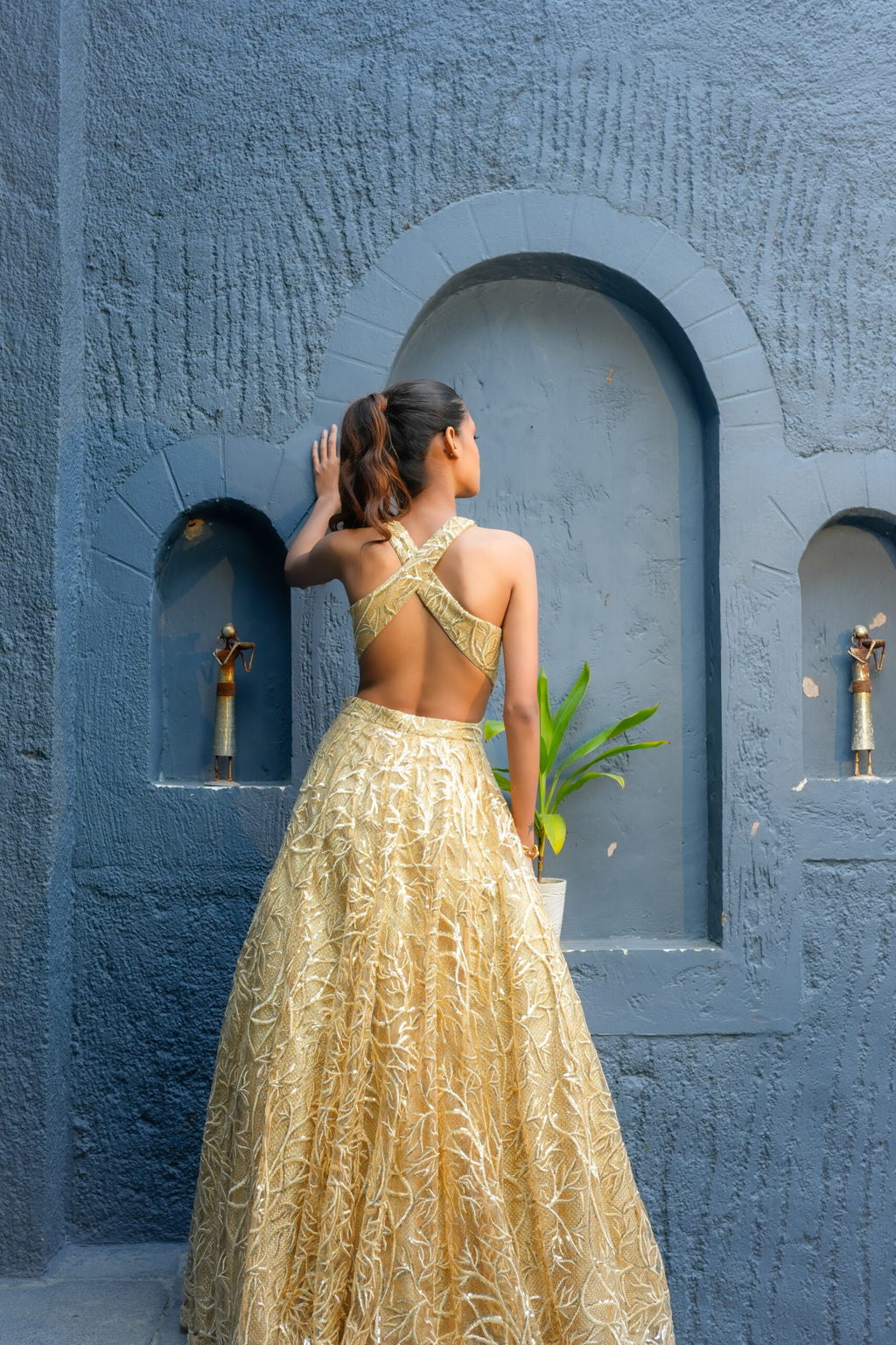 Golden Glow – Sequins Embellished Gown