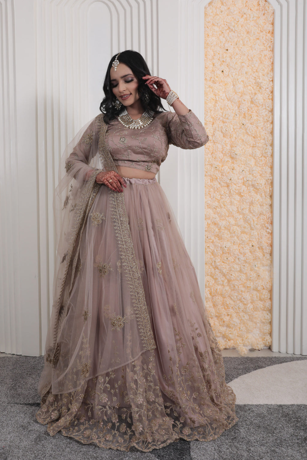 Golden Brown Elegance Lehenga