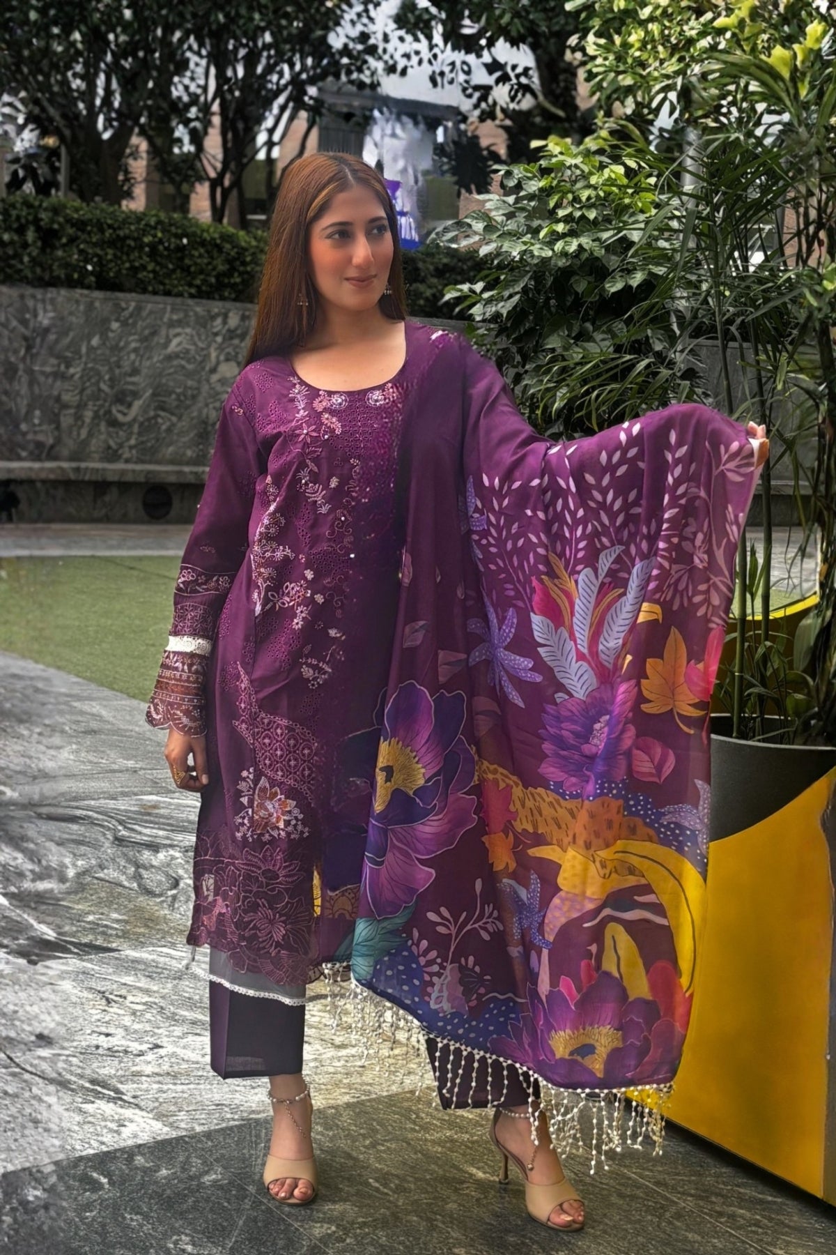 Gulrukh - Minty Jamun Lawn Suit Set