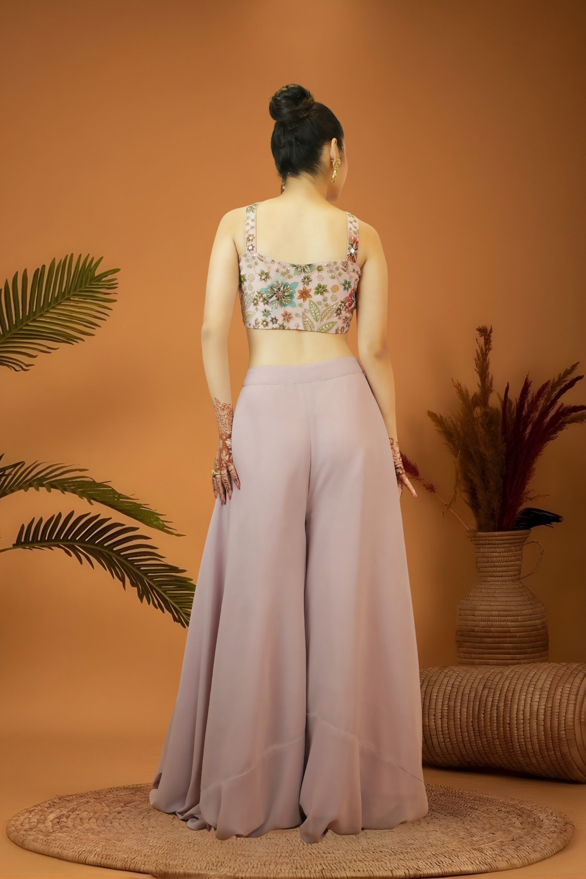 Mauve Corset Top Plazzo set