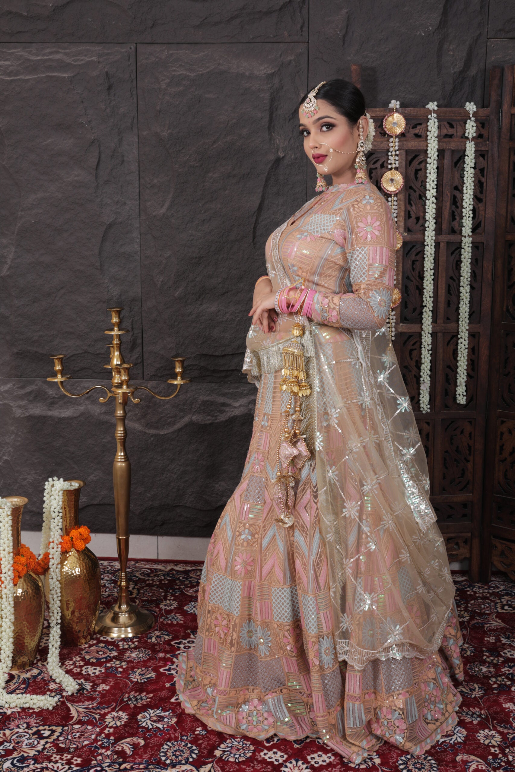 Pastel Royal Peach lehenga