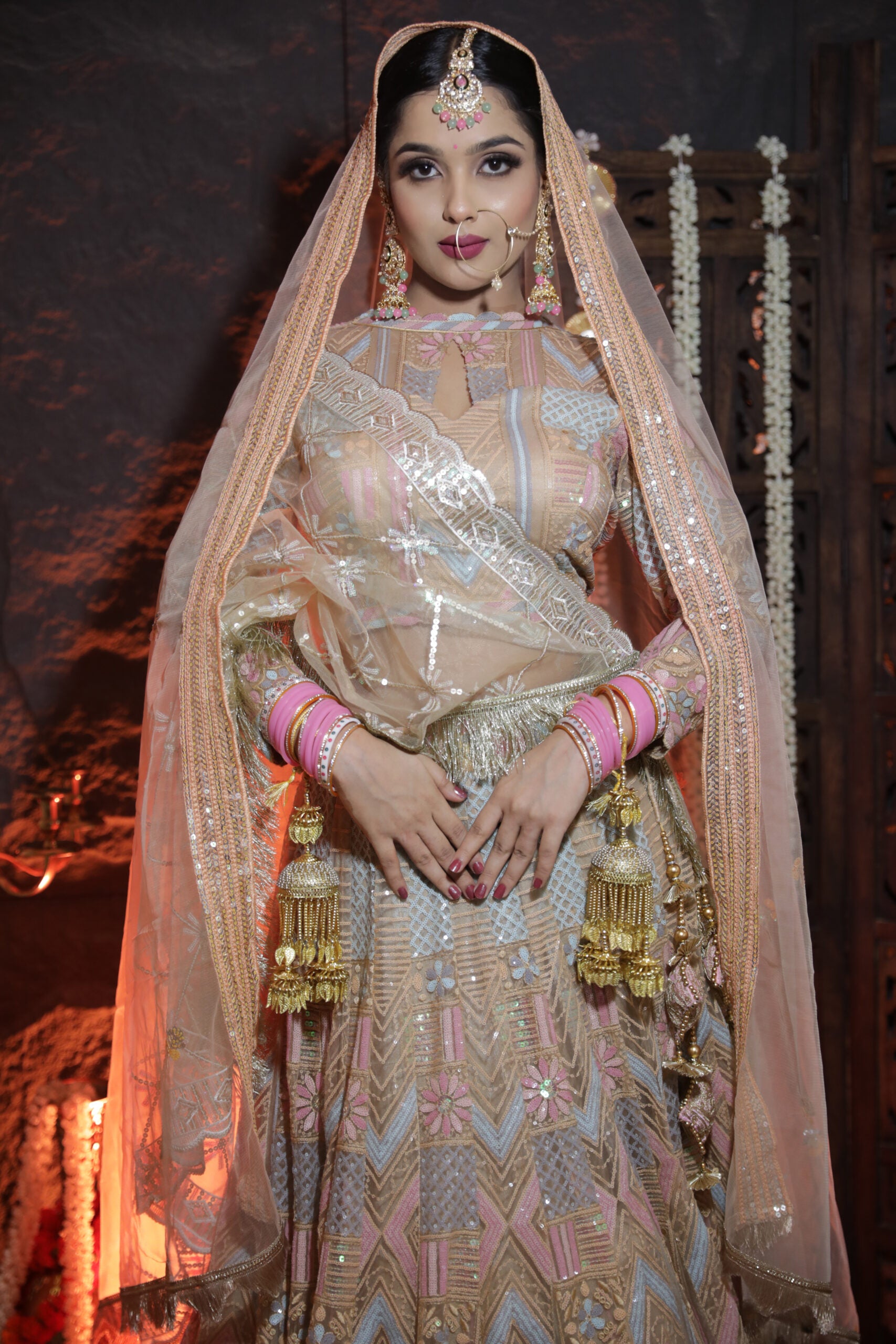 Pastel Royal Peach lehenga