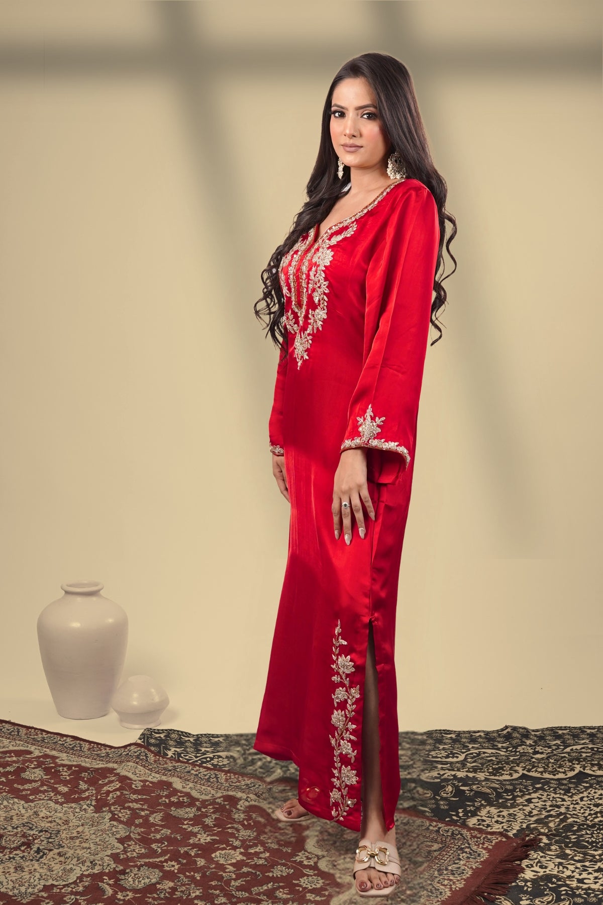 Sindhura Embroidered Mughal Kaftan