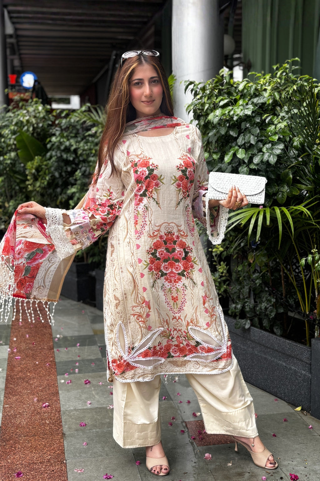 Arezia Cream Lawn Kurta with Farshi Salwar Set