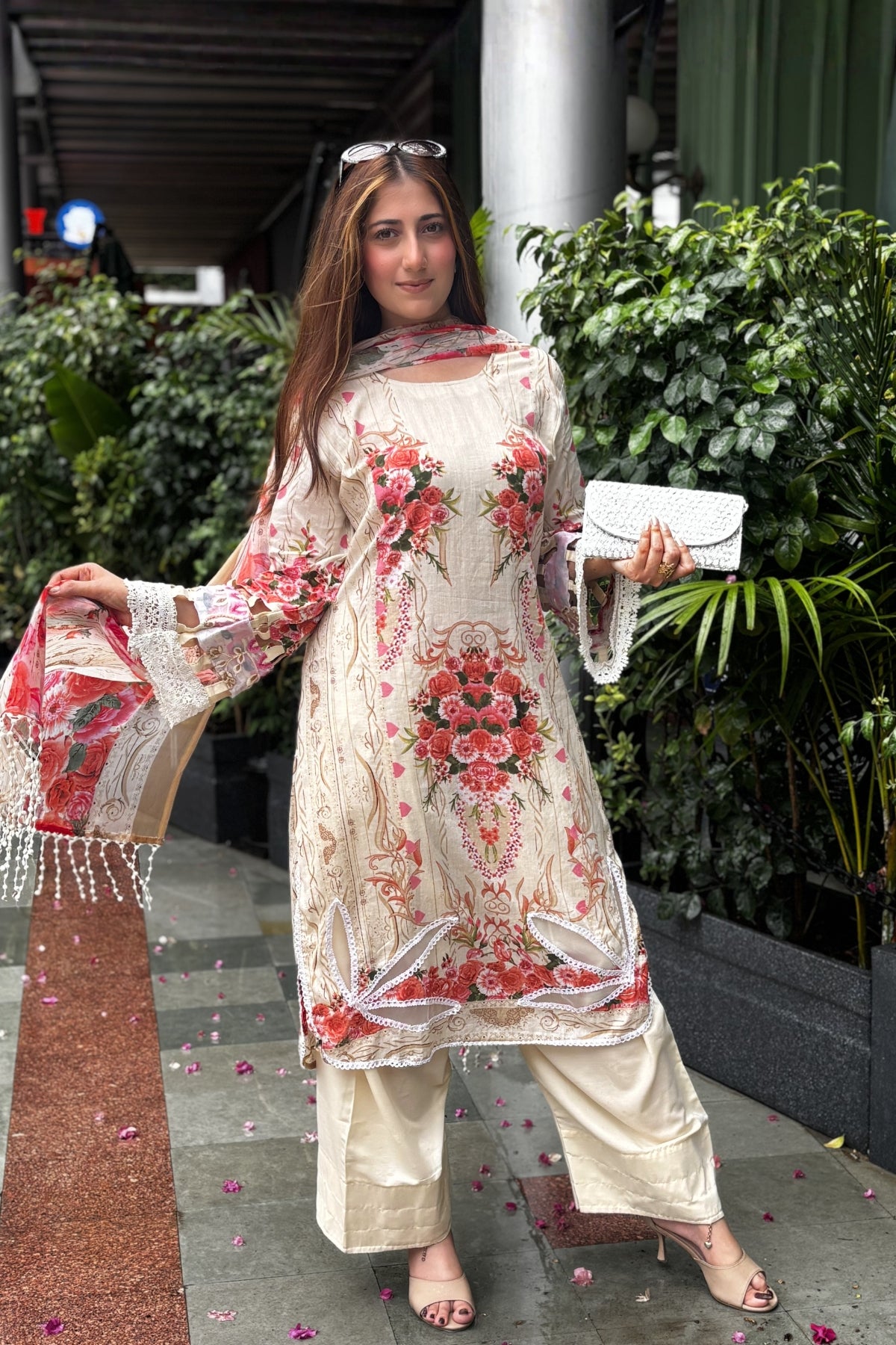 Arezia Cream Lawn Kurta with Farshi Salwar Set