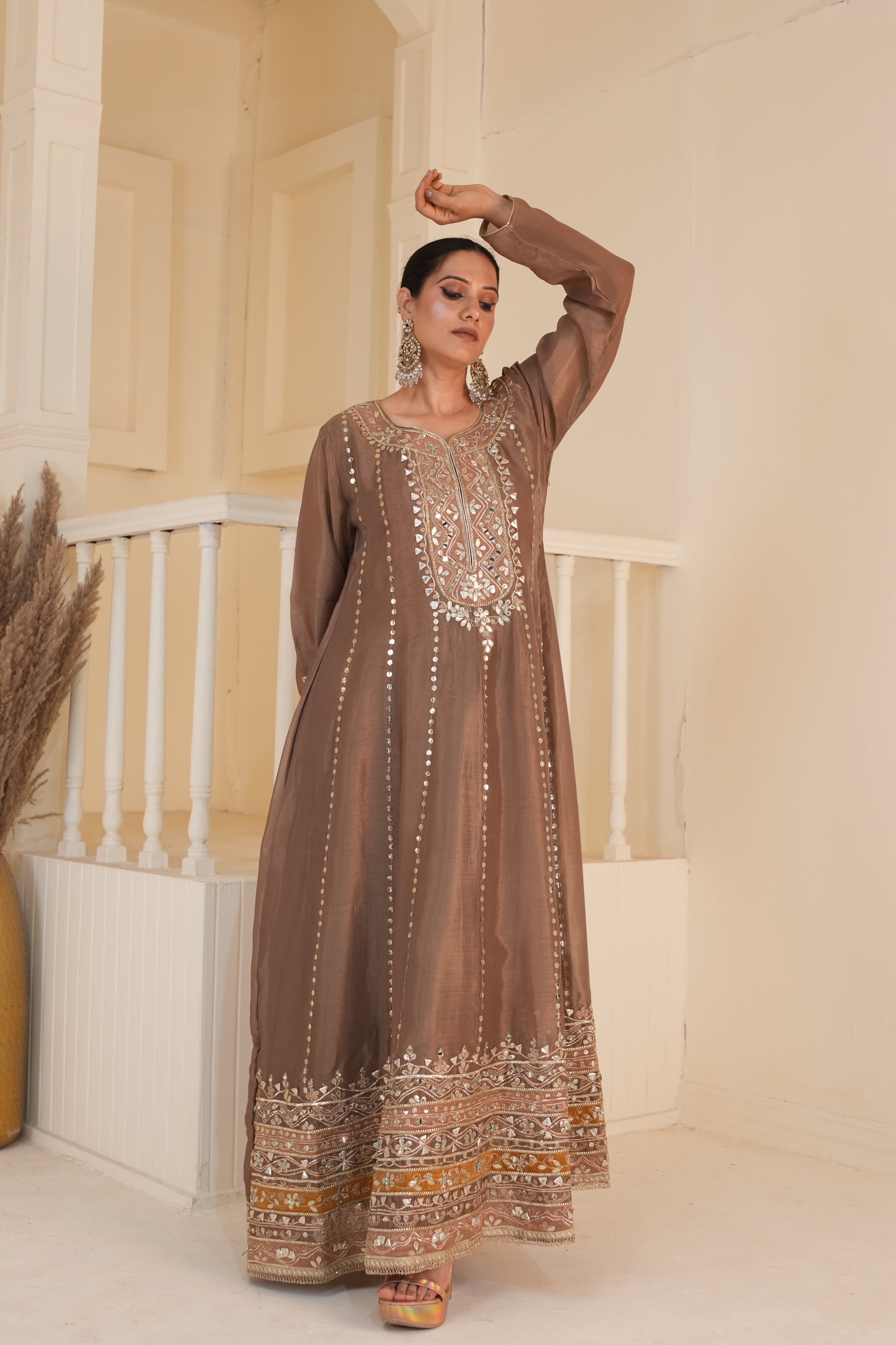 Mocha Noor Anarkali Set