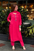Rani Pink Embroidered Cotton Suit Set