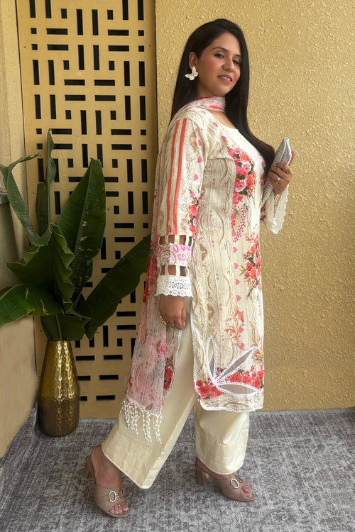 Arezia Cream Lawn Kurta with Farshi Salwar Set