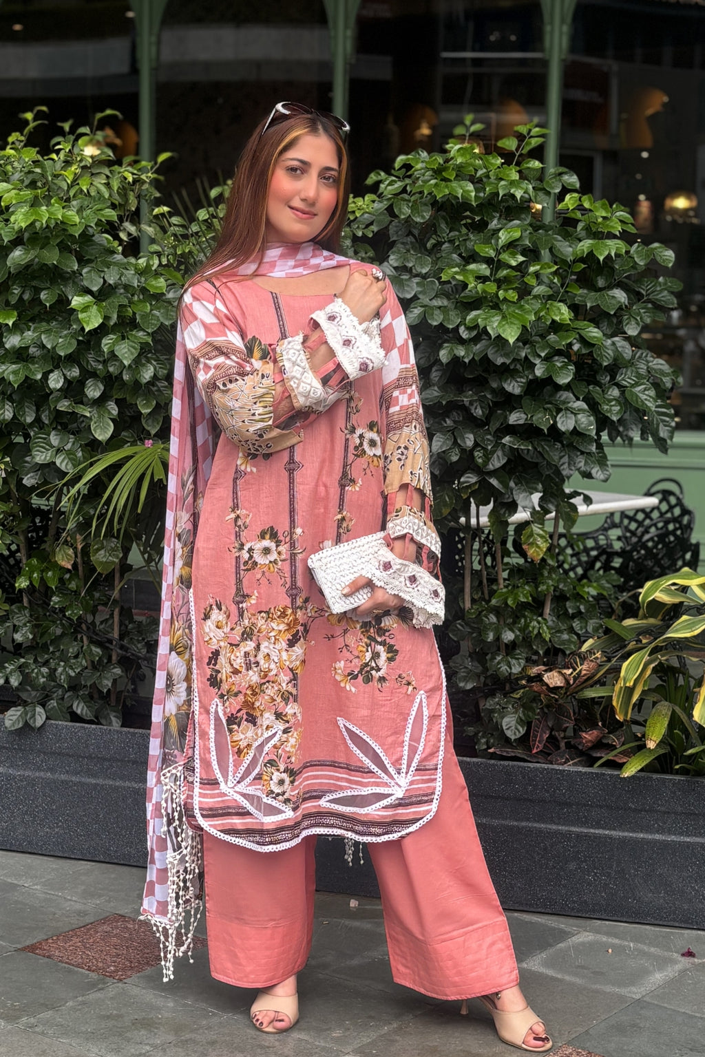 Arezia Peach Lawn Kurta with Farshi Salwar Set
