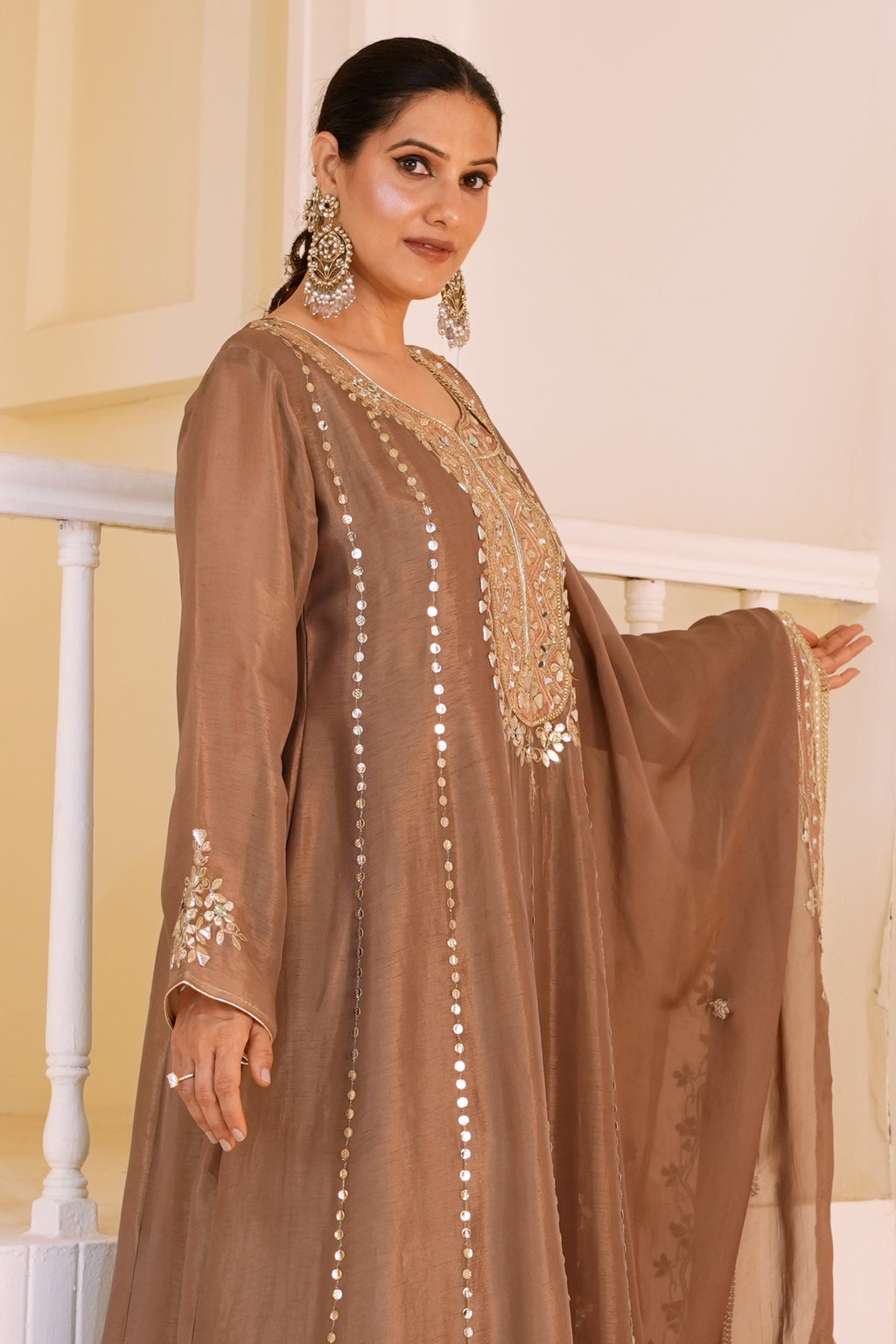 Mocha Noor Anarkali Set