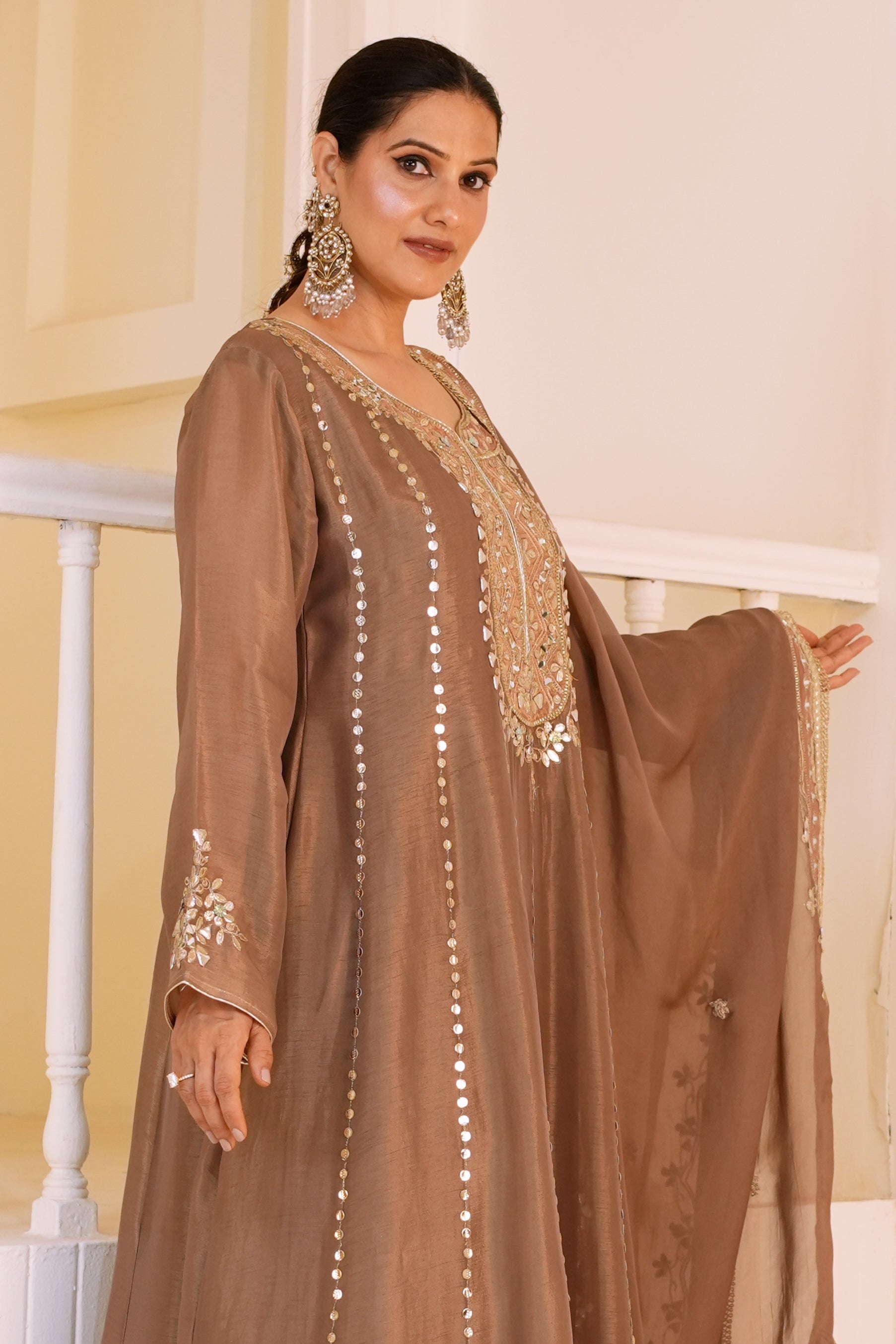 Mocha Noor Anarkali Set
