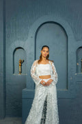 White Elegance Net Patch Work Co-ord Set