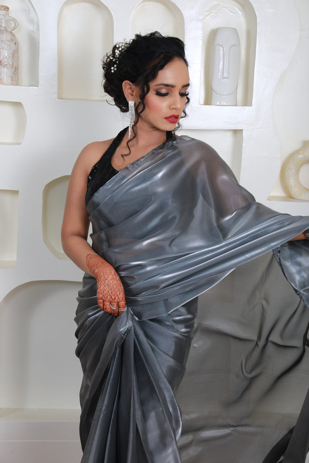 Glamour Grey Jimmy Choo Saree