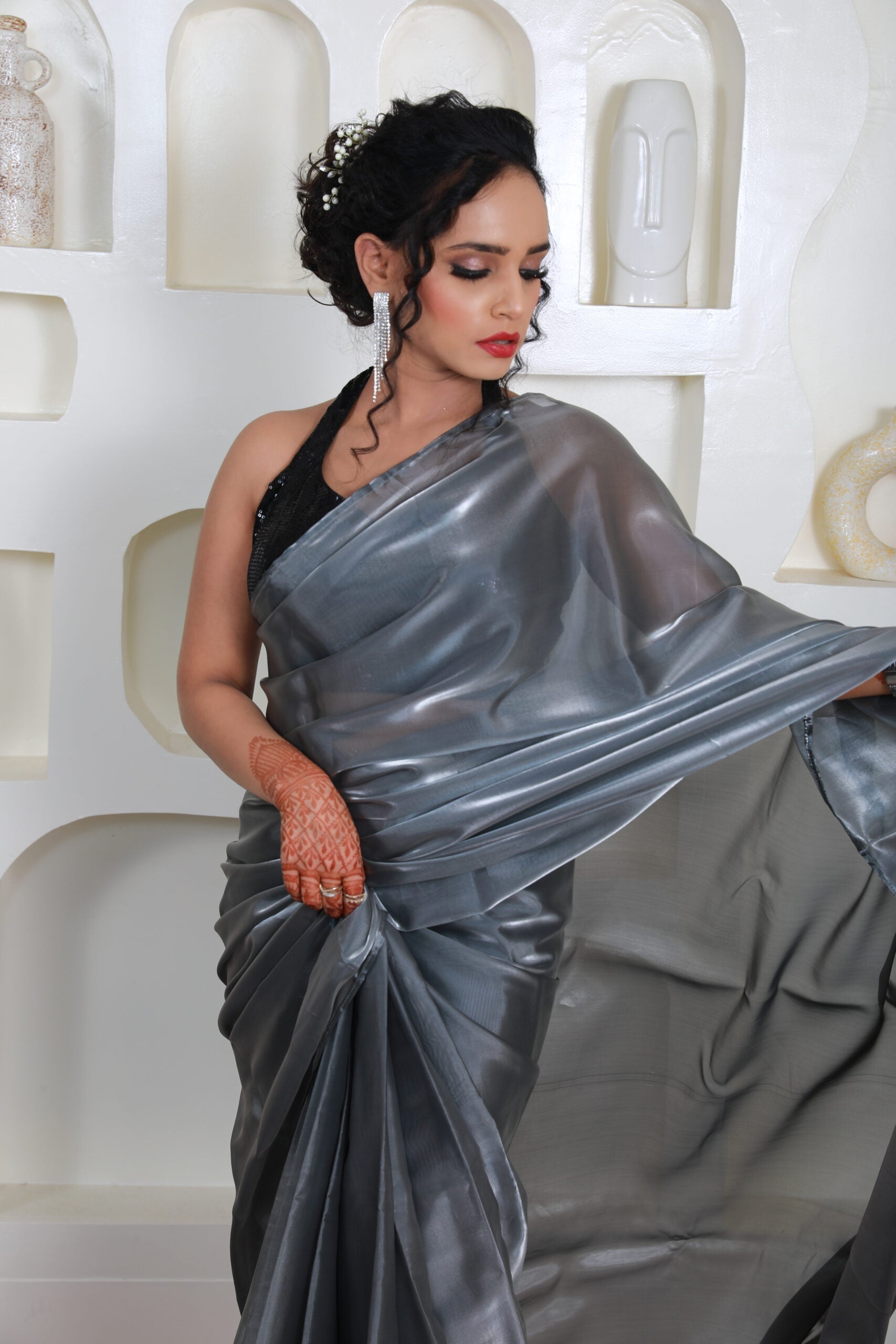 Glamour Grey Jimmy Choo Saree