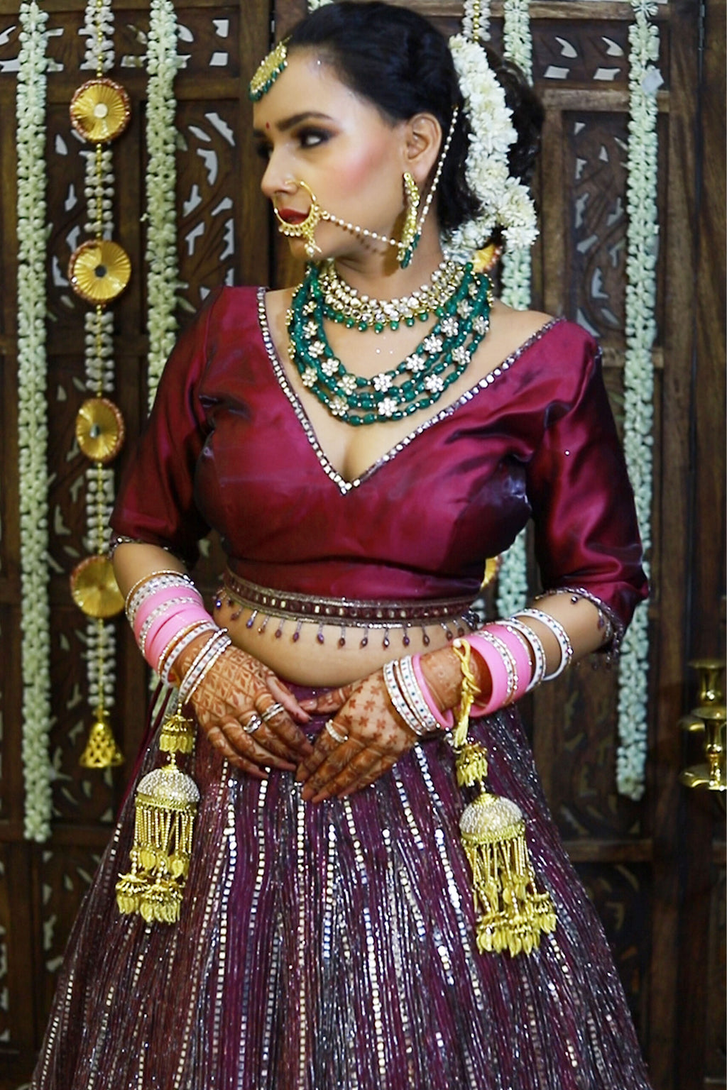 Majestic Dark Wine Bridal Lehenga