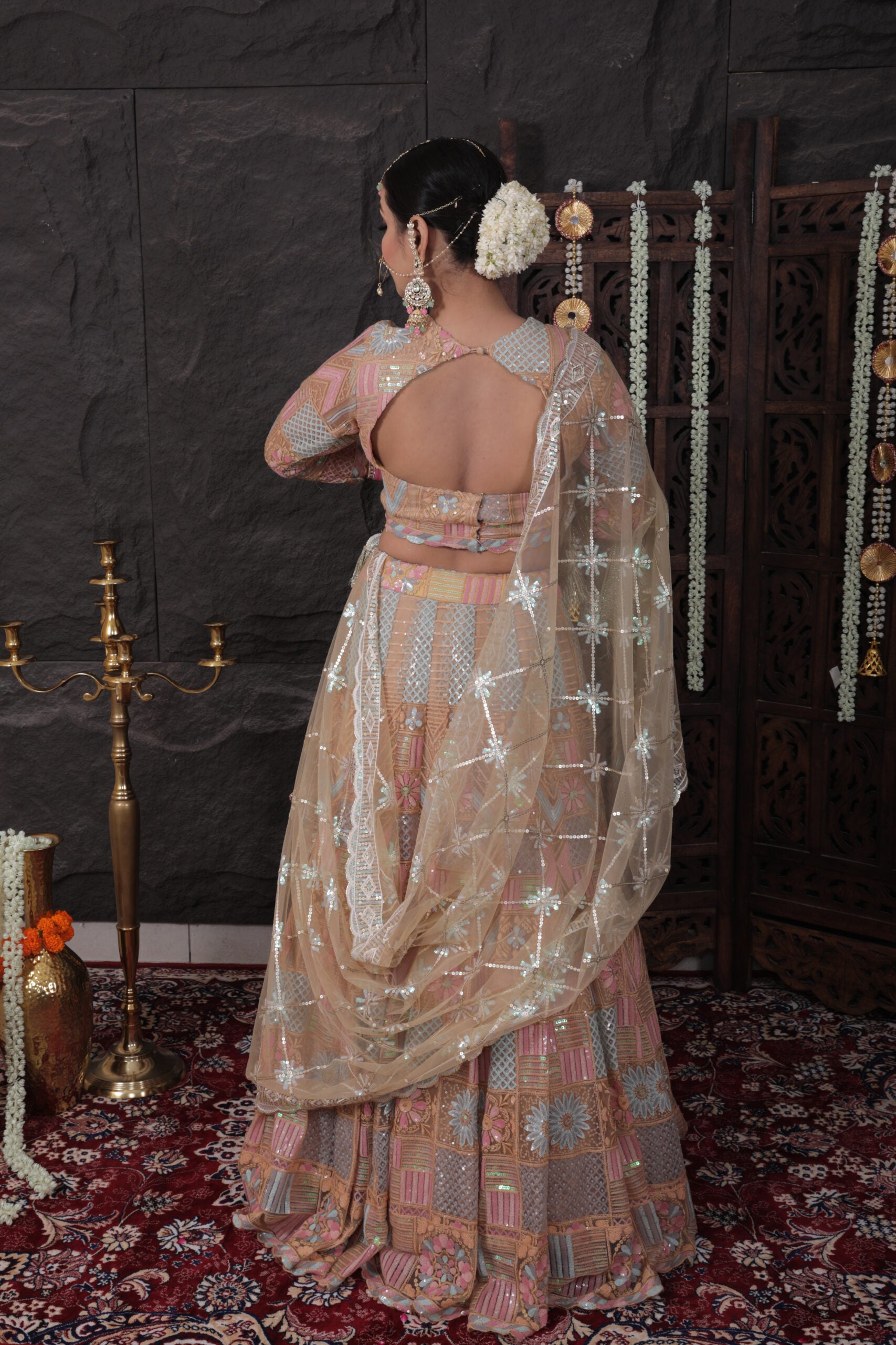 Pastel Royal Peach lehenga