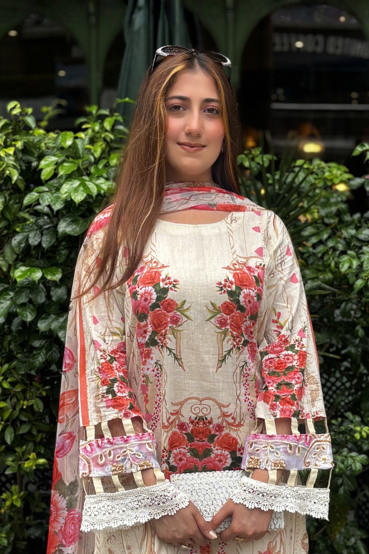 Arezia Cream Lawn Kurta with Farshi Salwar Set