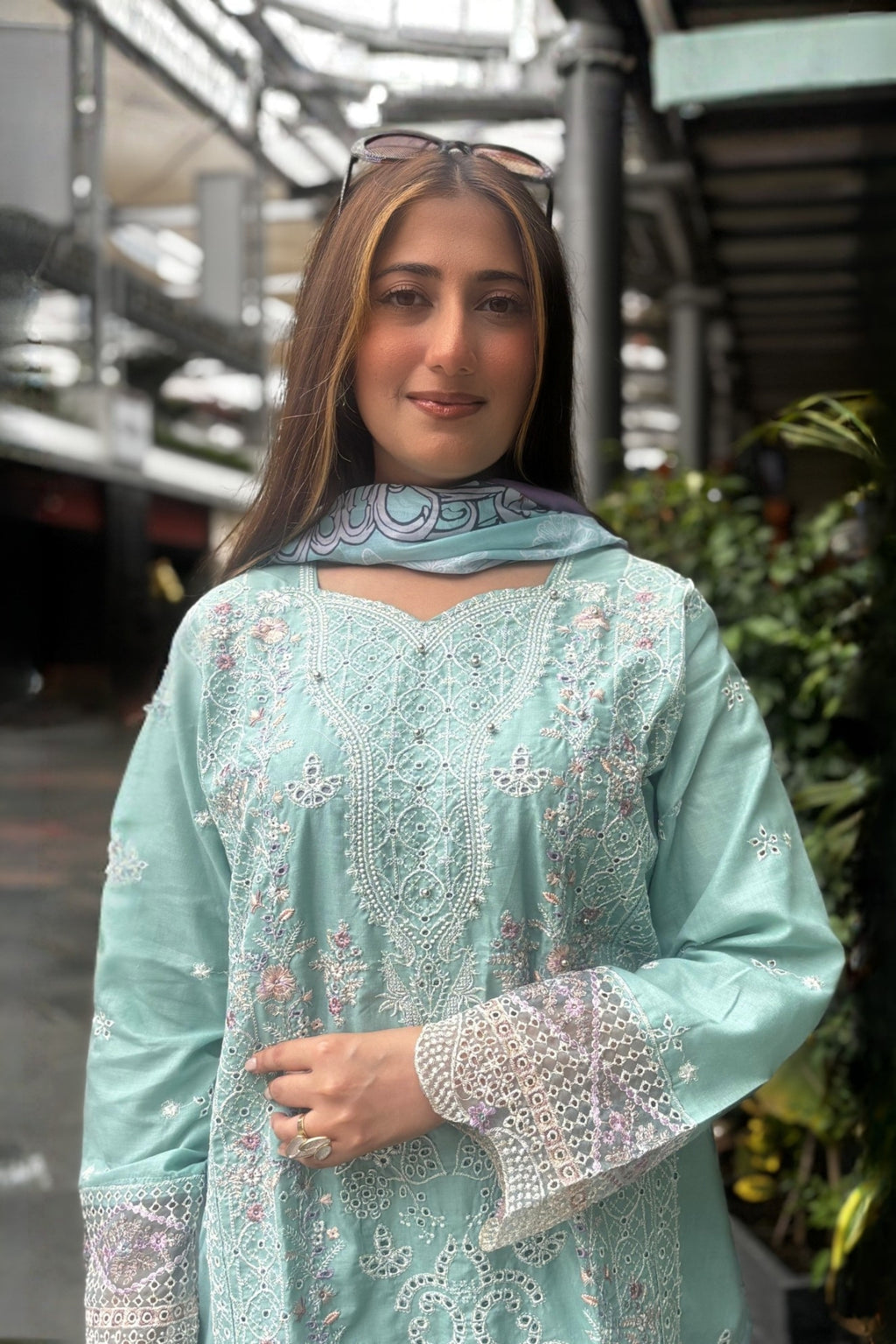 Gulrukh - Aqua Mint Lawn Suit Set