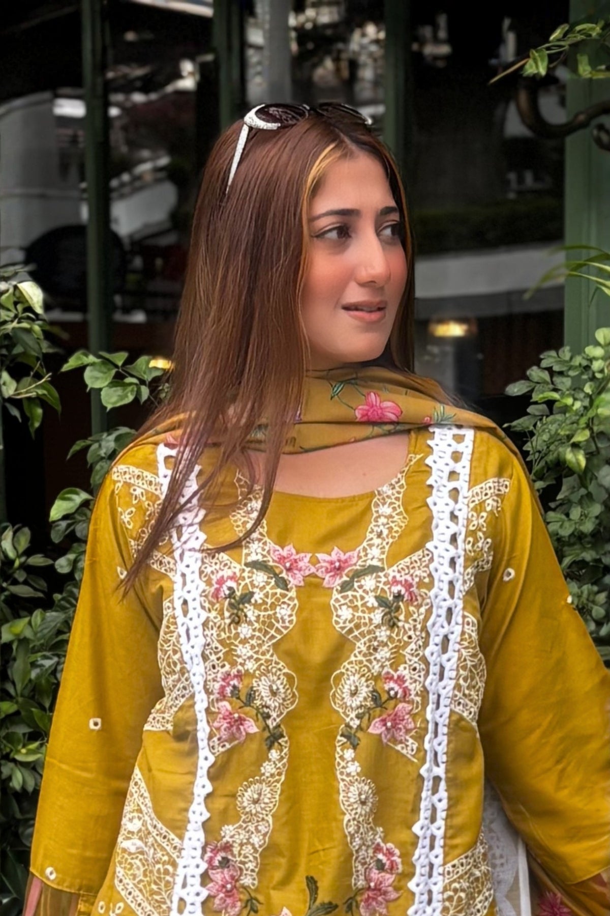 Mahreen - Golden Mustard Lawn Suit Set