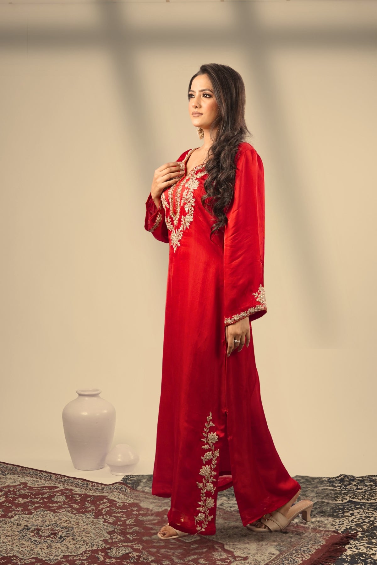 Sindhura Embroidered Mughal Kaftan