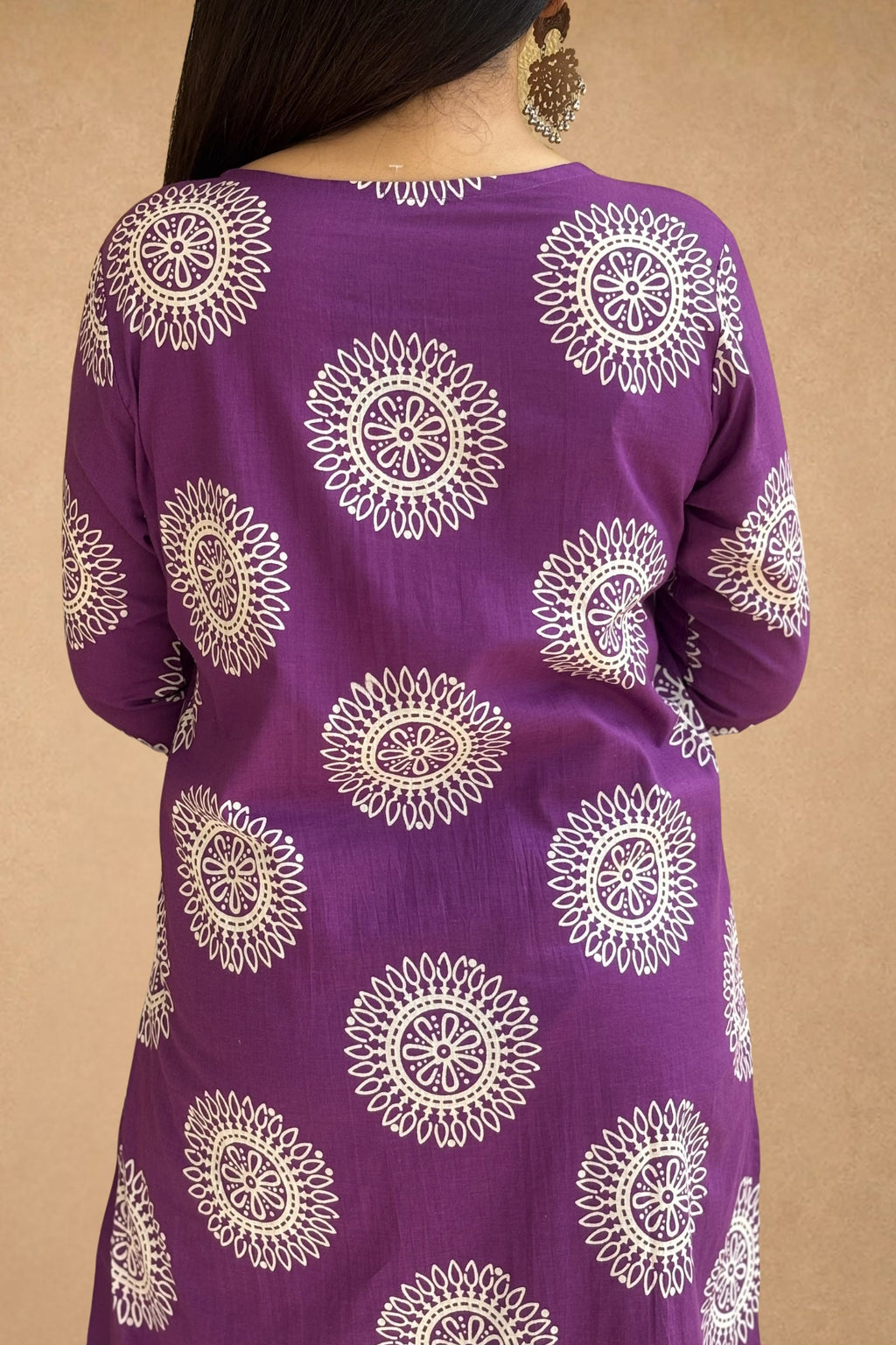 Purple Hand Block Printed Cotton Suit Set