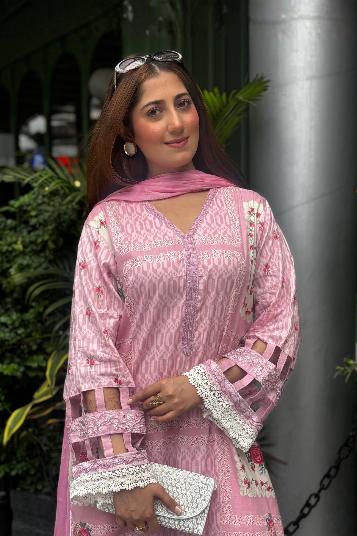 Arezia Blush Pink Lawn Kurta with Farshi Salwar Set