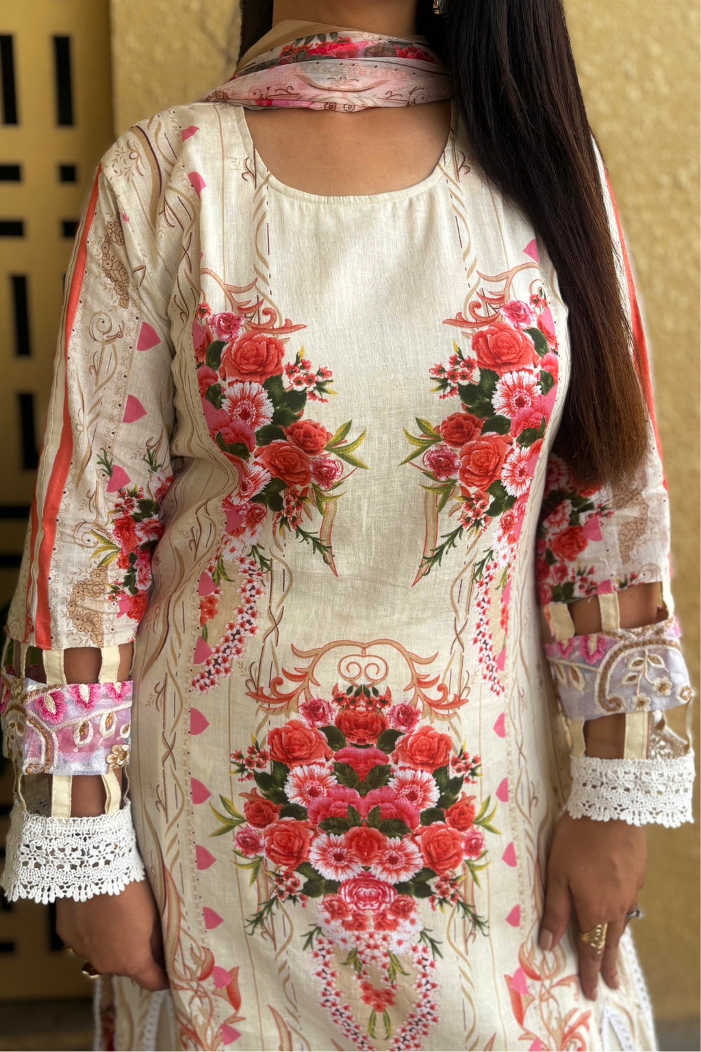 Arezia Cream Lawn Kurta with Farshi Salwar Set