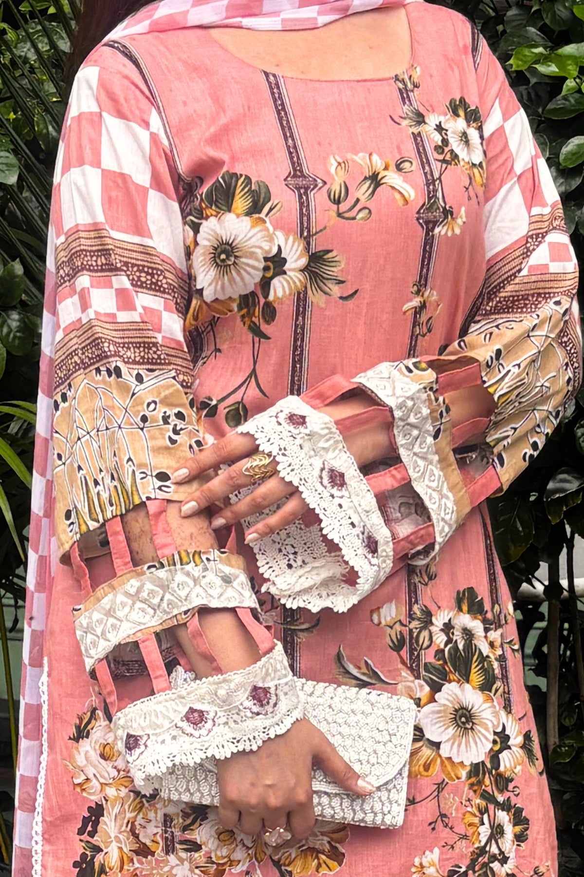 Arezia Peach Lawn Kurta with Farshi Salwar Set