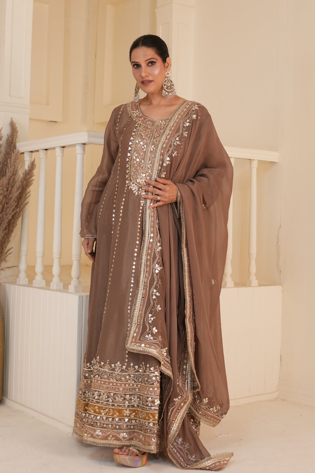 Mocha Noor Anarkali Set