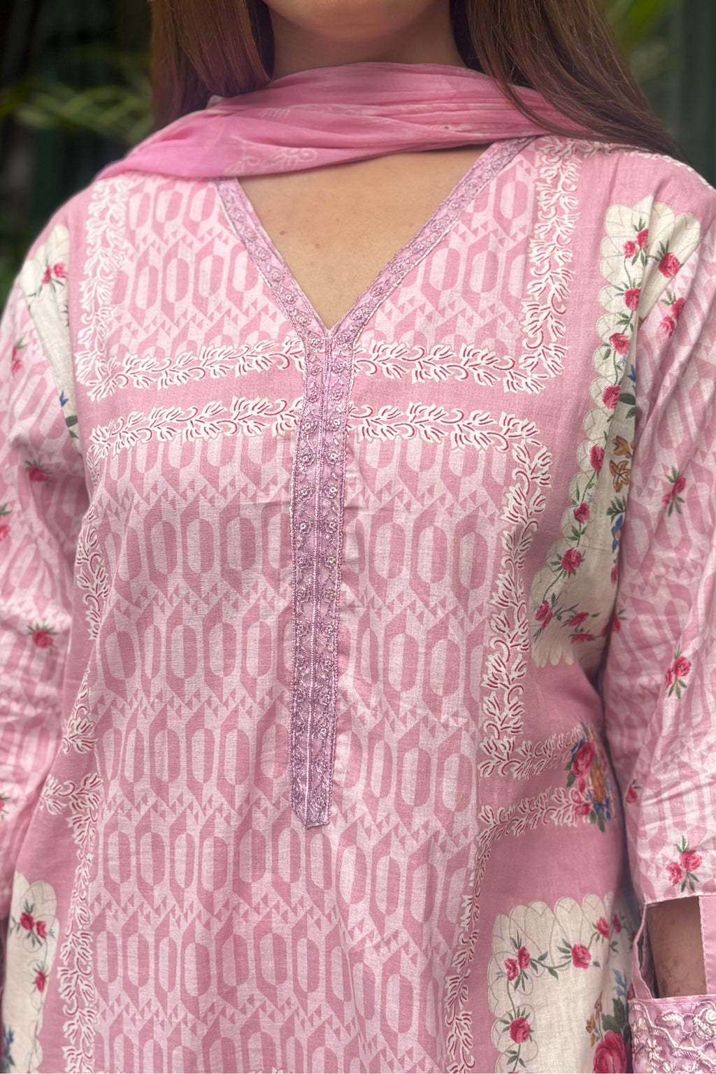 Arezia Blush Pink Lawn Kurta with Farshi Salwar Set