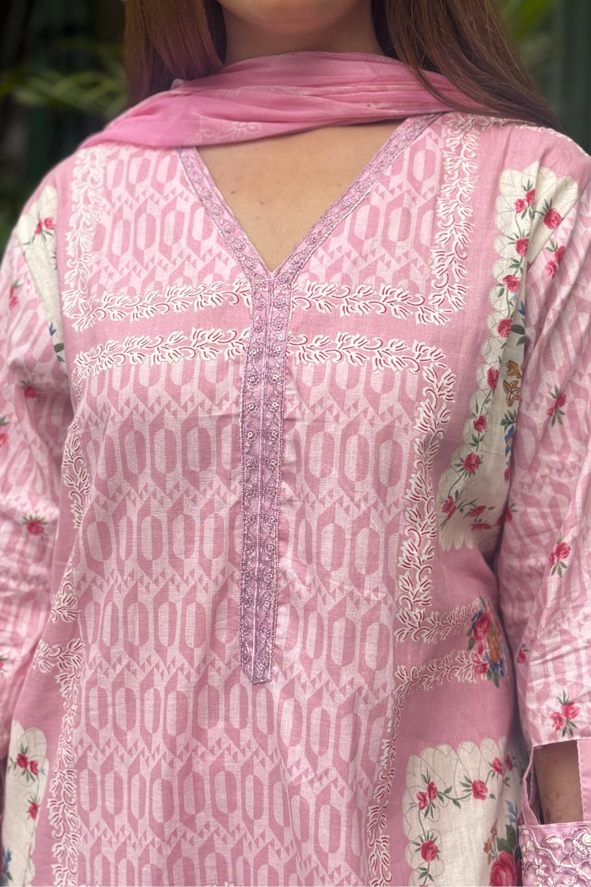 Arezia Blush Pink Lawn Kurta with Farshi Salwar Set