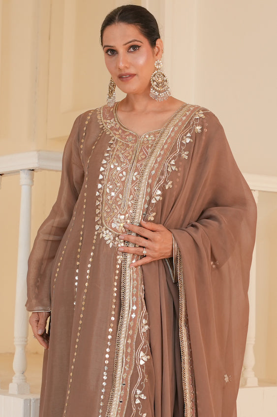 Mocha Noor Anarkali Set