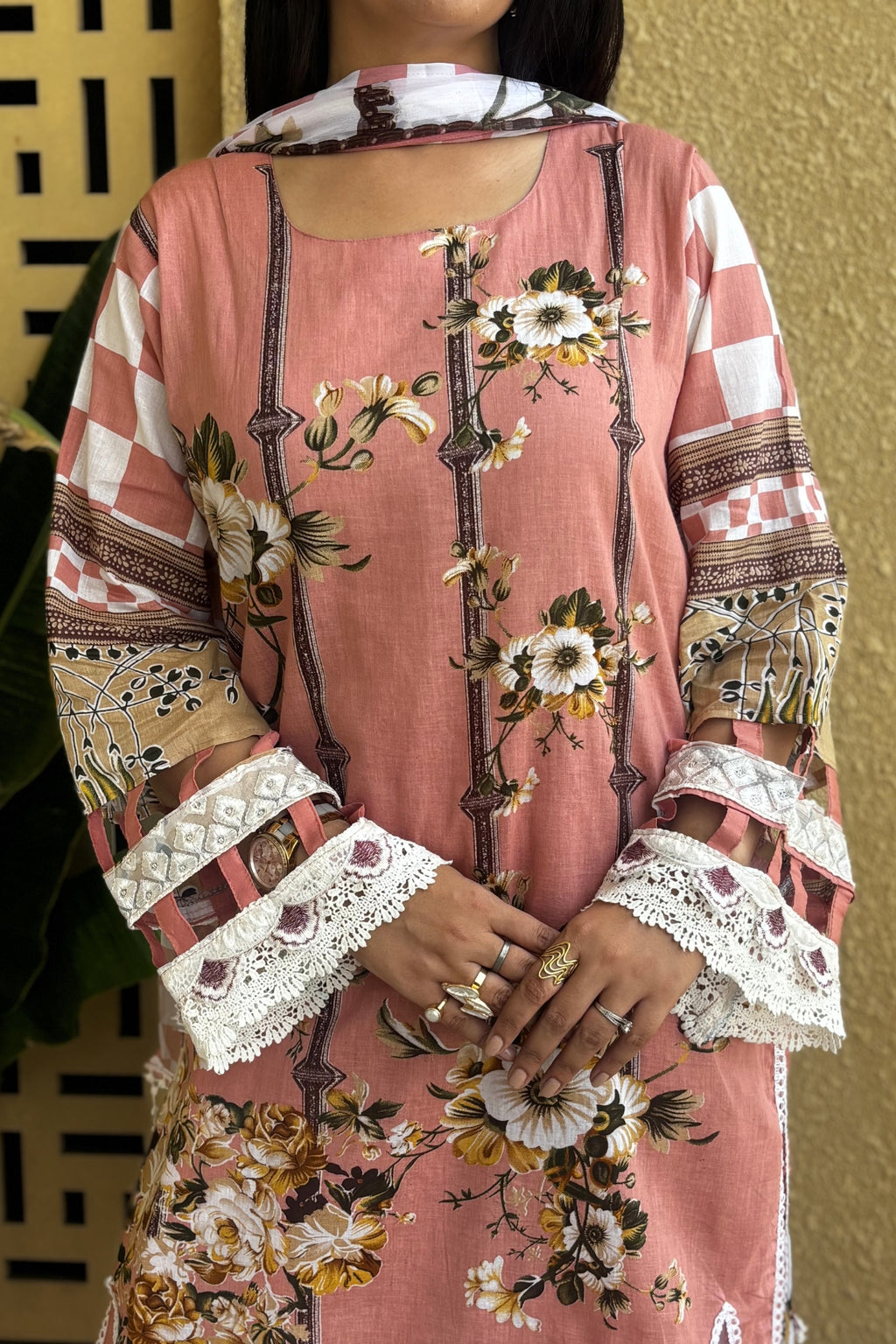 Arezia Peach Lawn Kurta with Farshi Salwar Set