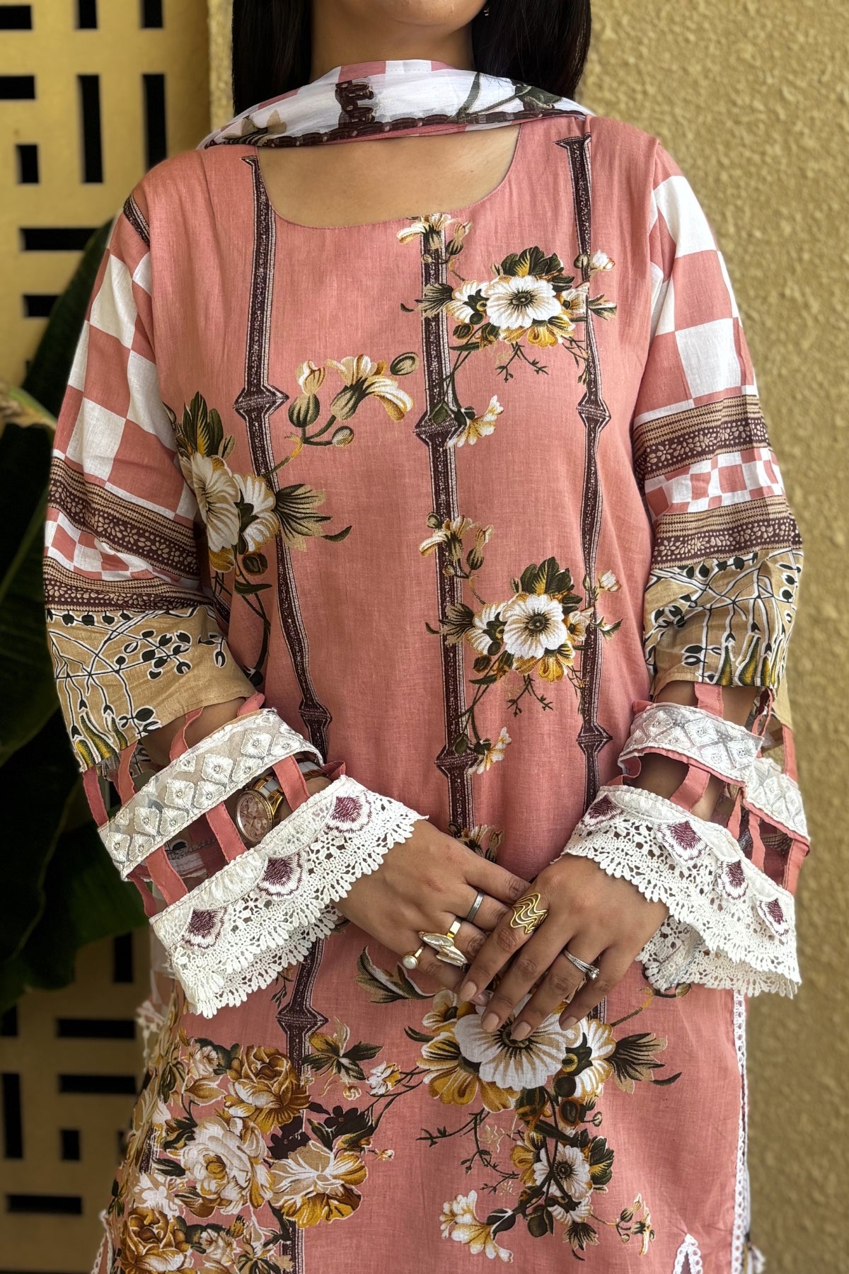 Arezia Peach Lawn Kurta with Farshi Salwar Set