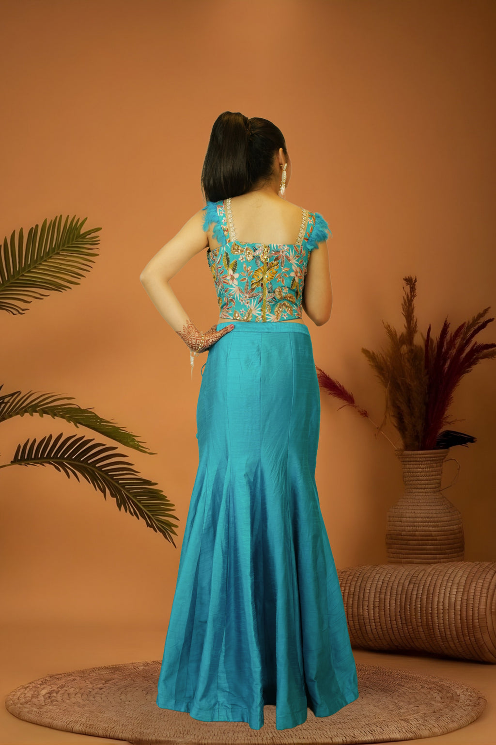 Blue majesty mermaid skirt crop top set
